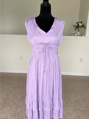 White House Black Market Lilac Smocked Midi Dress XXS Fits XS S